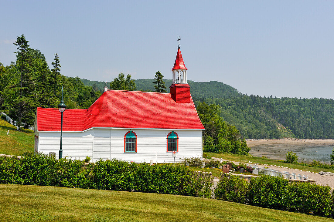 Chapel of Tadoussac by Saint Lawrence river, Cote-Nord region, Province of Quebec, Canada, North America