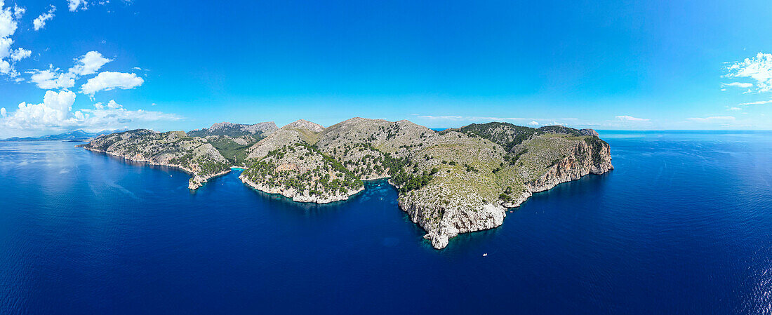 Aerial of the Formentor Peninsula, Mallorca, Balearic islands, Spain, Mediterranean, Europe