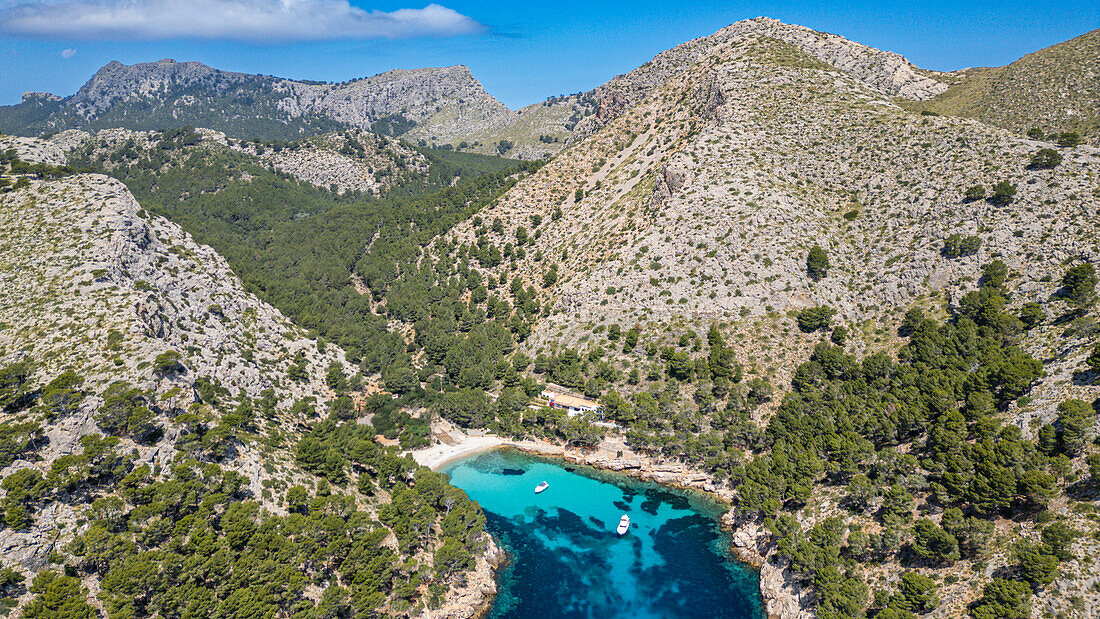 Aerial of the Formentor Peninsula, Mallorca, Balearic islands, Spain, Mediterranean, Europe