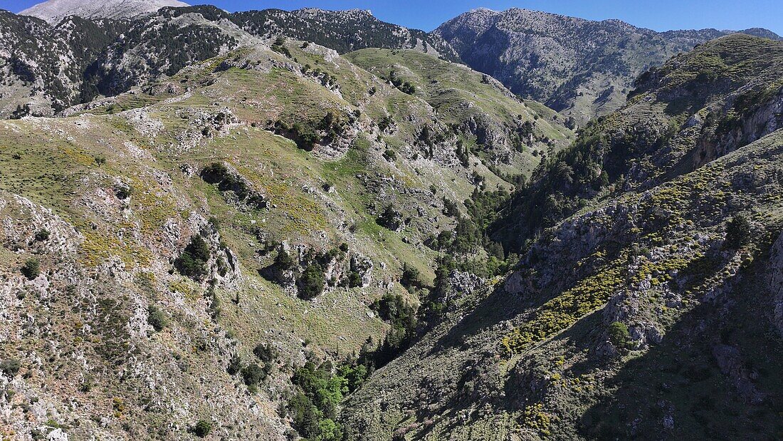 Aerial view of Gorge Sarakina Meskla, Crete, Greek Islands, Greece, Europe