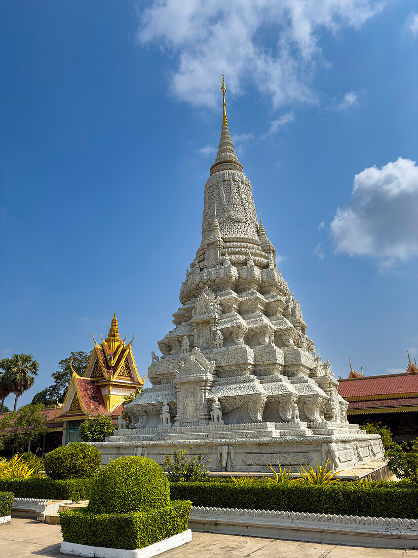 Exterior view of a stupa inside the Royal Palace grounds in Phnom Penh, Cambodia, Indochina, Southeast Asia, Asia