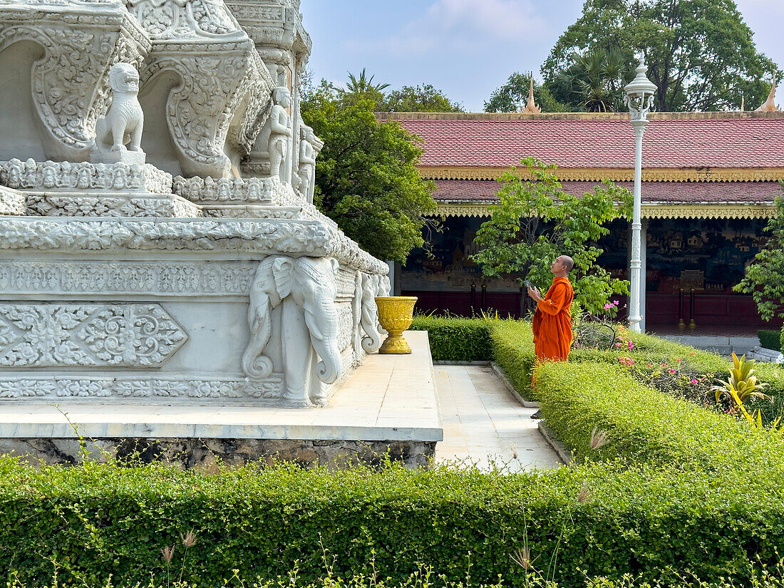 Exterior view of a stupa inside the Royal Palace grounds in Phnom Penh, Cambodia, Indochina, Southeast Asia, Asia