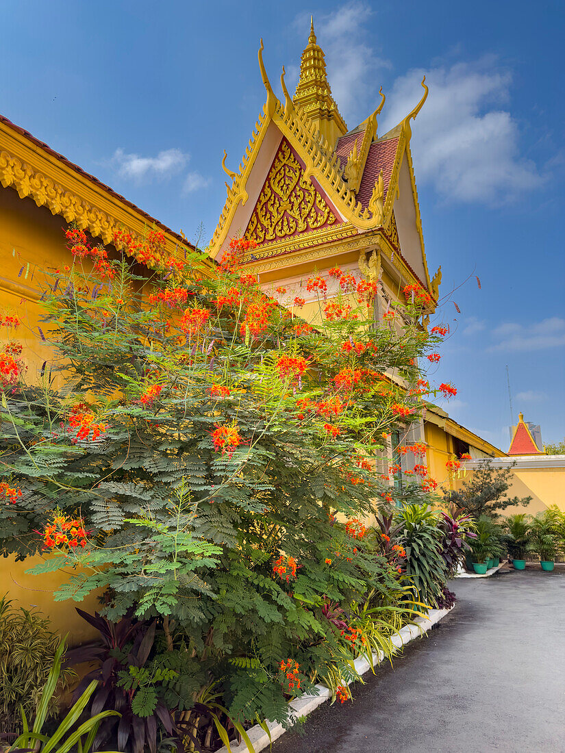 Außenansicht der königlichen Palastanlage in Phnom Penh, Kambodscha, Indochina, Südostasien, Asien