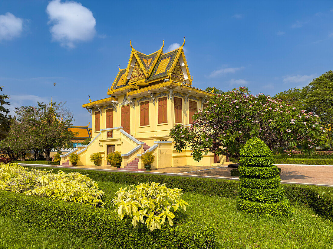 Außenansicht der königlichen Palastanlage in Phnom Penh, Kambodscha, Indochina, Südostasien, Asien