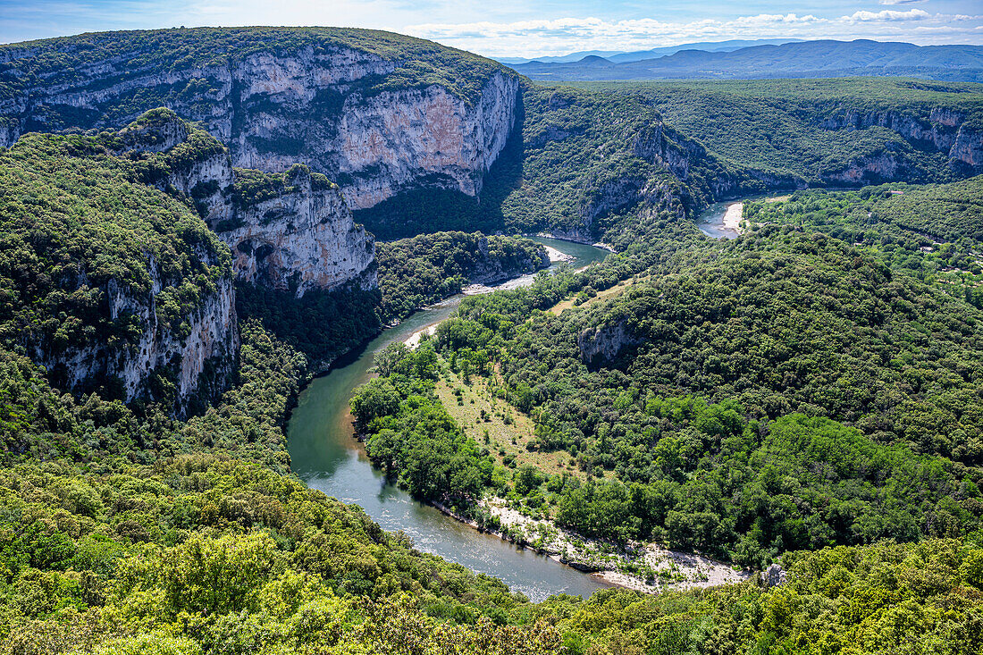 Aerial of the Ardeche Gorge (Gorges de l'Ardeche), Ardeche, Auvergne-Rhone-Alpes, France, Europe