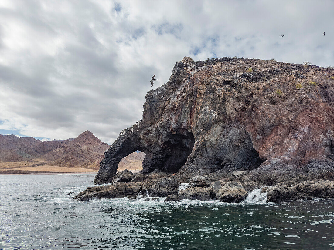 Natürlicher Bogen in Puerto Refugio am nördlichen Ende der Insel Angel de la Guarda, Baja California, Sea of Cortez, Mexiko, Nordamerika