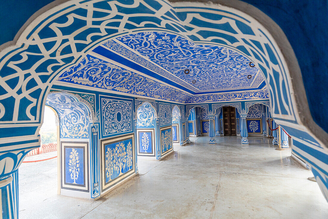 Chhavi Niwas, Das Blaue Zimmer im Stadtpalast, Stadtpalast, Jaipur, Rajasthan, Indien, Südasien, Asien