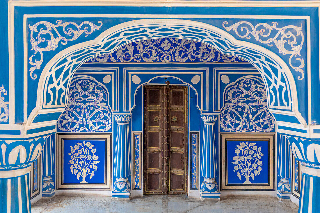 Chhavi Niwas, Das blaue Zimmer im Stadtpalast, Stadtpalast, Jaipur, Rajasthan, Indien, Südasien, Asien