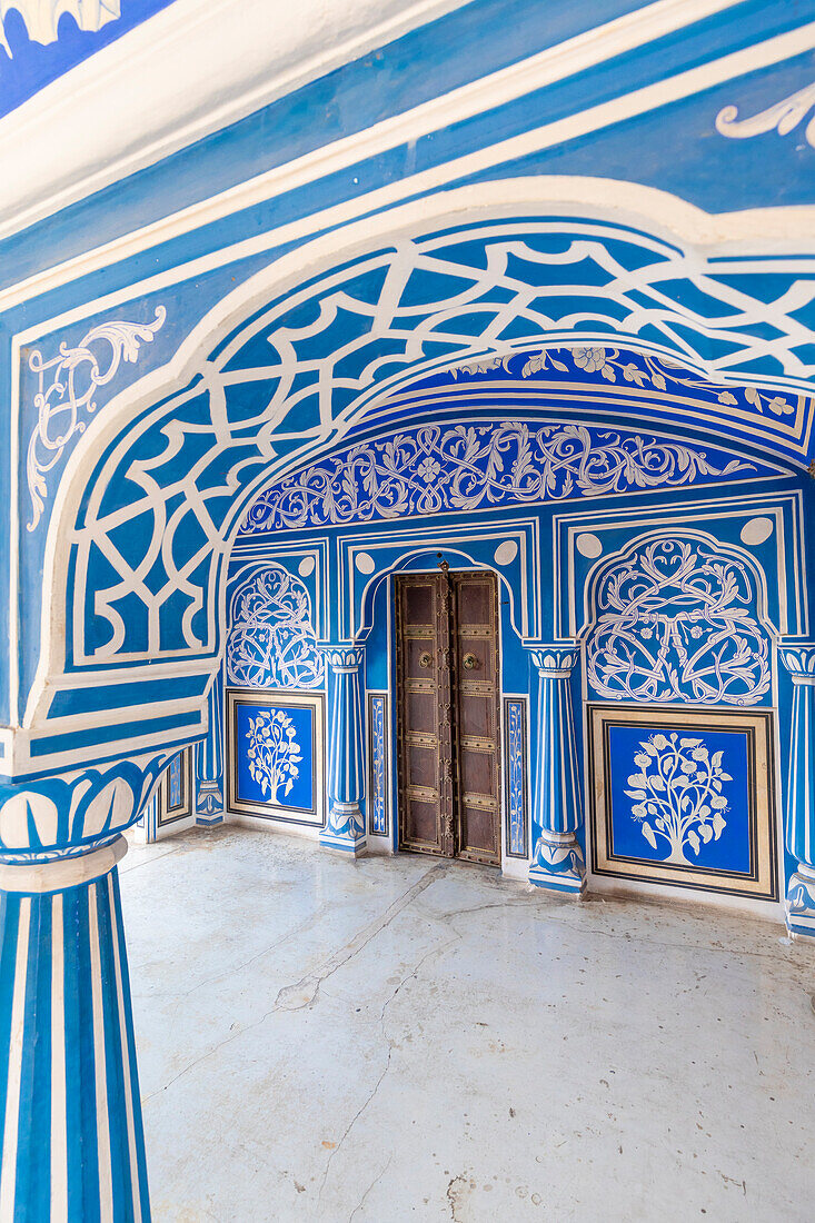 Chhavi Niwas, Das blaue Zimmer im Stadtpalast, Stadtpalast, Jaipur, Rajasthan, Indien, Südasien, Asien