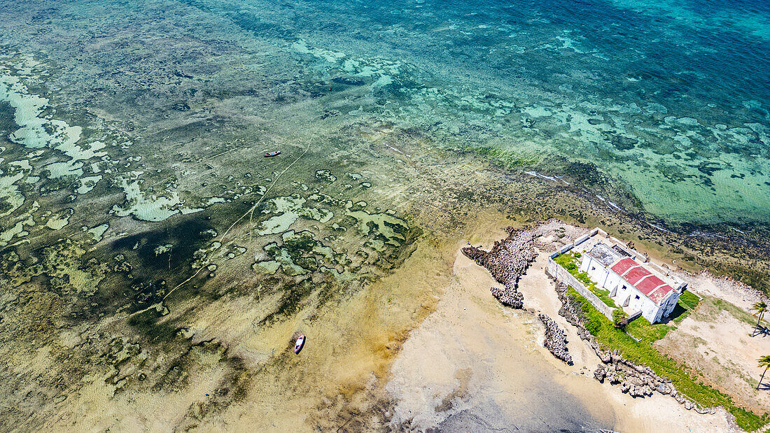 Luftaufnahme der Kirche San Antonio, Insel Mosambik, UNESCO-Weltkulturerbe, Mosambik, Afrika