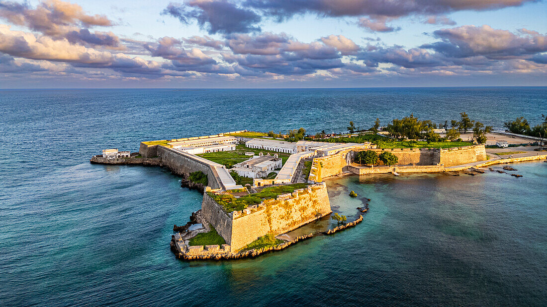 Aerial of the Fort of San Sebastian, Island of Mozambique, UNESCO World Heritage Site, Mozambique, Africa