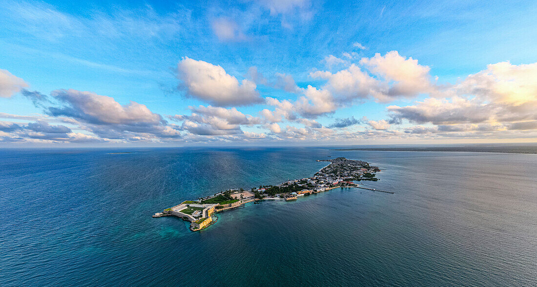 Aerial of the Island of Mozambique, UNESCO World Heritage Site, Mozambique, Africa