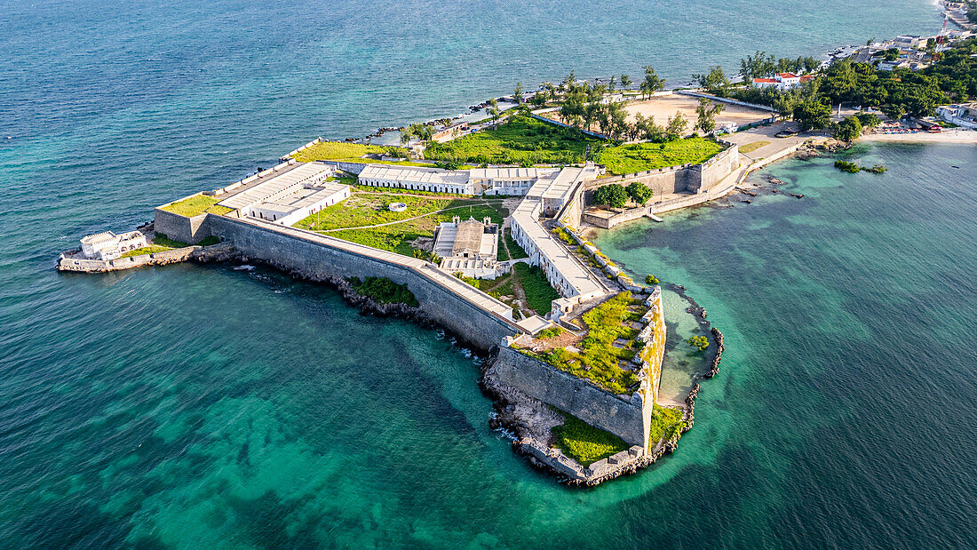 Aerial of the Fort of San Sebastian, Island of Mozambique, UNESCO World Heritage Site, Mozambique, Africa