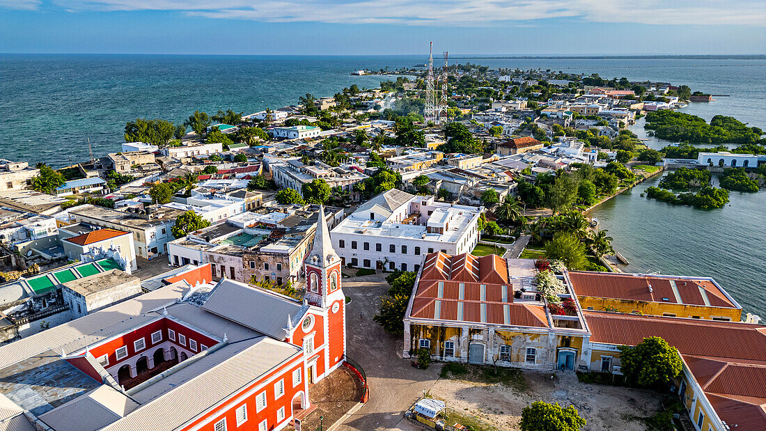 Luftaufnahme der Insel Mosambik, UNESCO-Welterbestätte, Mosambik, Afrika