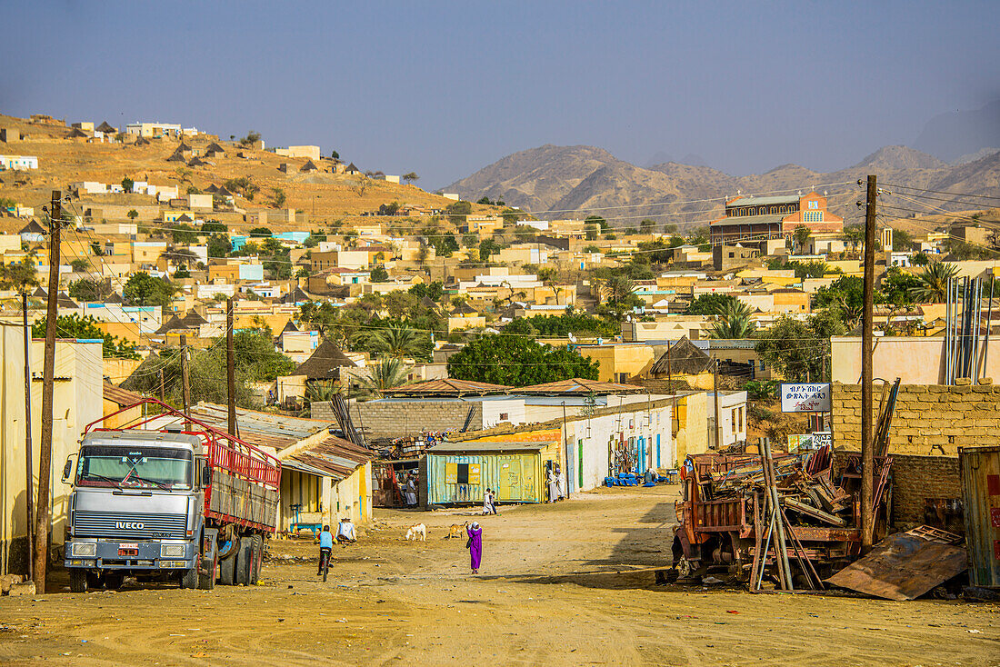 Blick über die Stadt Keren im Hochland von Eritrea, Afrika