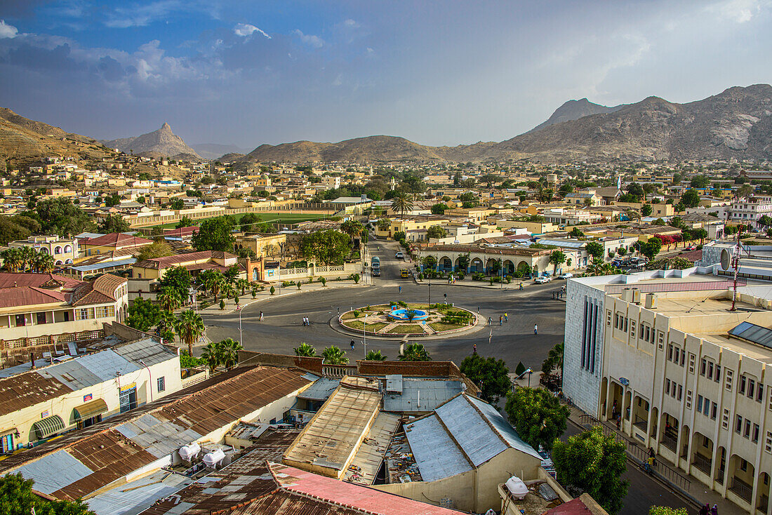 View over the town of Keren in the highlands of Eritrea, Africa