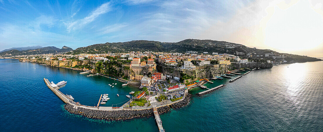 Aerial of Sorrento, Bay of Naples, Campania, Italy, Europe