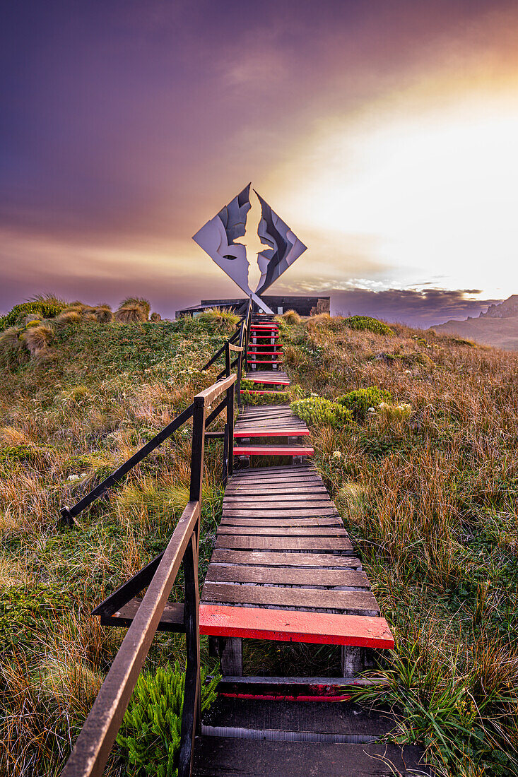 Monument of Cape Horn, southern most point in South America, Hornos island, Tierra del Fuego, Chile, South America