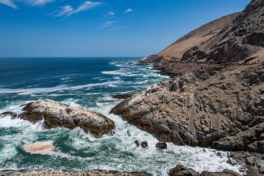 Dry desert seashore of Iquique, Atacama desert, Chile, South America