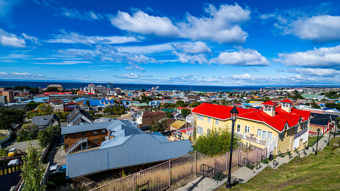 View over Punta Arenas, Patagonia, Chile, South America