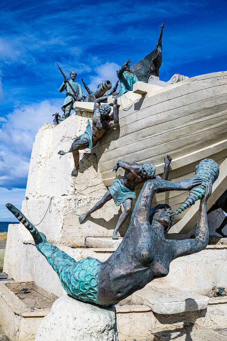 Monumento A Tripulantes Goleta Ancud, Shoreline of Punta Arenas, Patagonia, Chile, South America