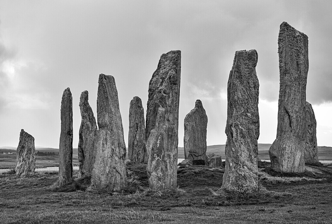 Die Callanish (Calanais) Standing Stones, das neolithische Denkmal in Callanish, Isle of Lewis, Äußere Hebriden, Schottland, Vereinigtes Königreich, Europa