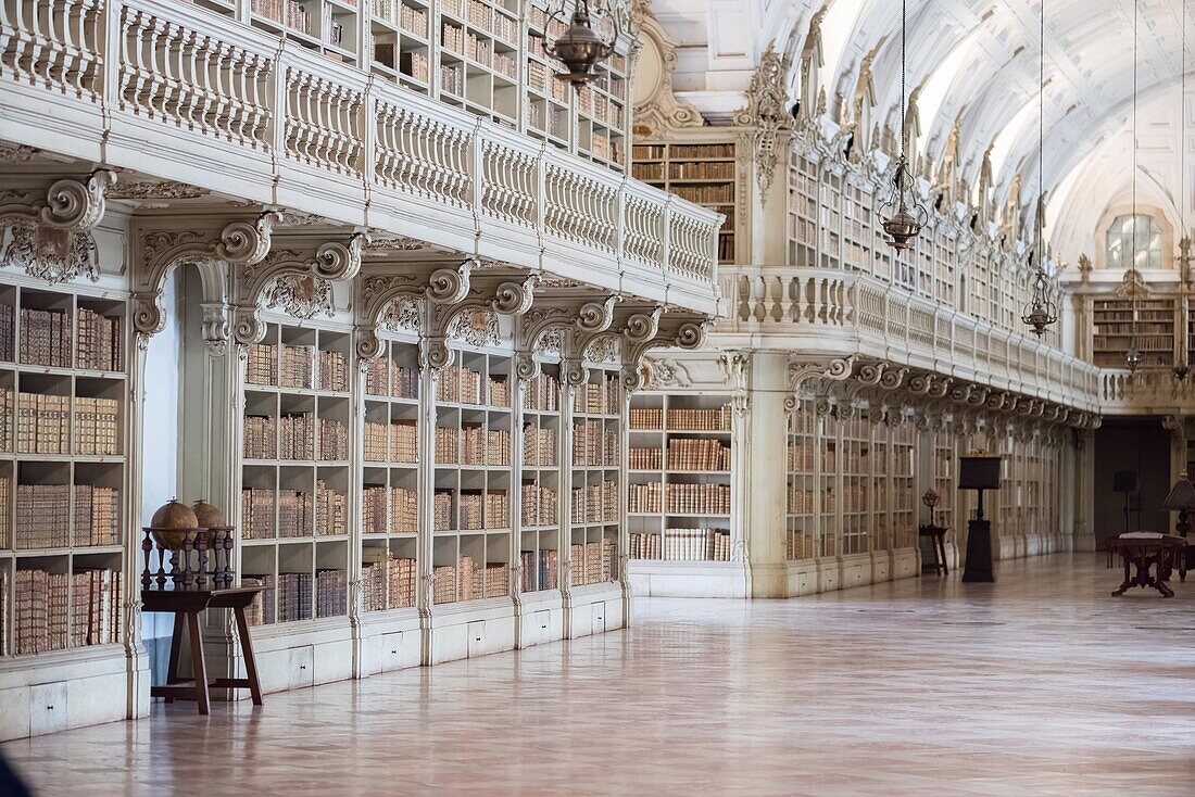 The Mafra Palace Library, one of Europe's most important libraries, located in Mafra National Palace, UNESCO World Heritage Site, Lisbon region, Portugal, Europe