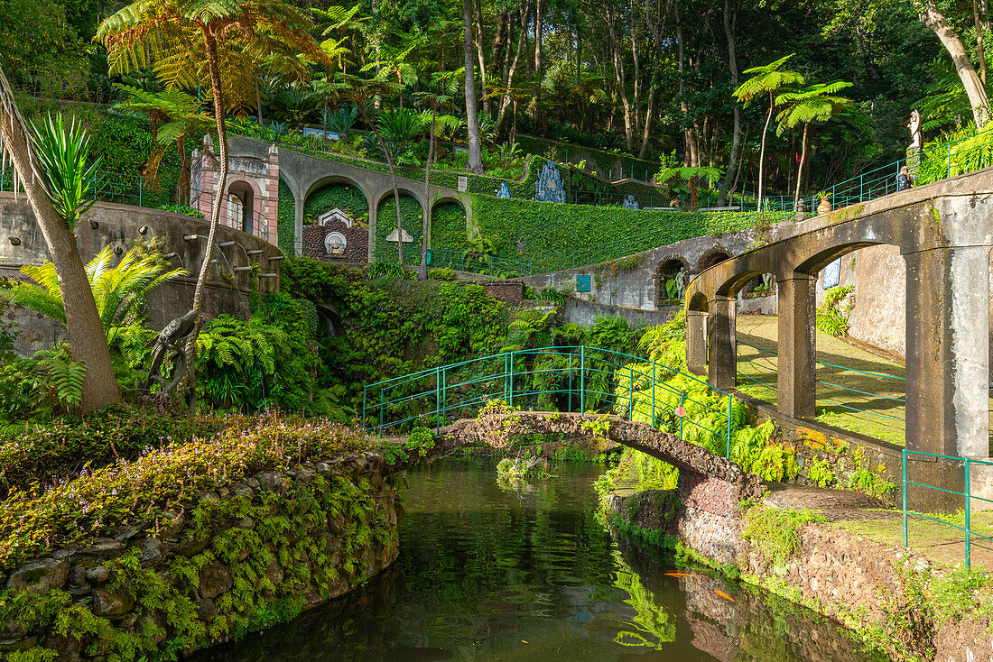 Footbridge at Monte Palace Tropical Garden, Funchal, Madeira, Portugal, Atlantic, Europe