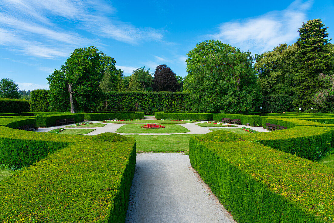 Zamecky-Park (Der Schlossgarten), Cesky Krumlov, Südböhmische Region, Tschechische Republik (Tschechien), Europa