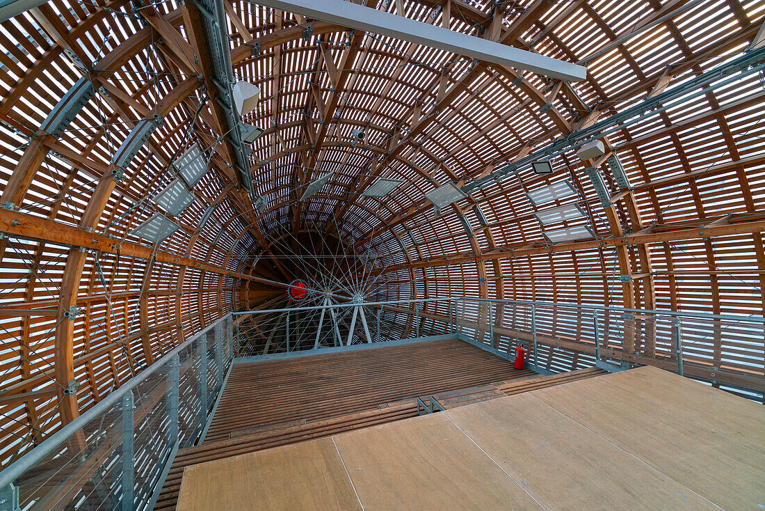 Interior of airship at DOX art hub, Holesovice, Prague, Bohemia, Czech Republic (Czechia), Europe