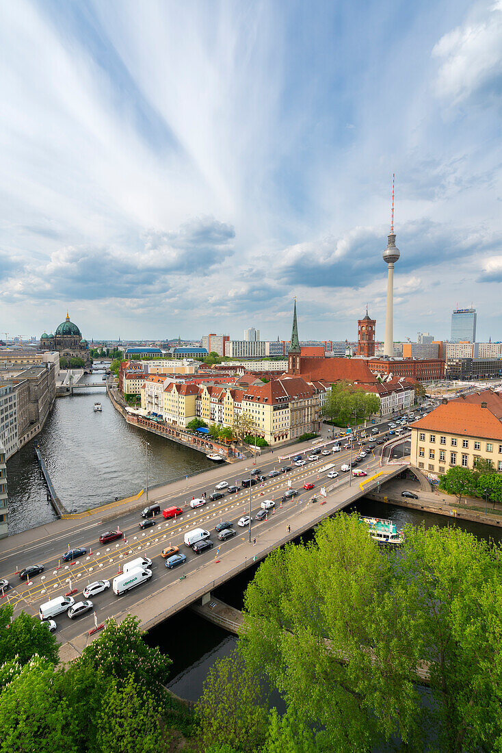 Berlin skyline with Berlin Cathedral, TV Tower and Spree River, Berlin, Germany, Europe