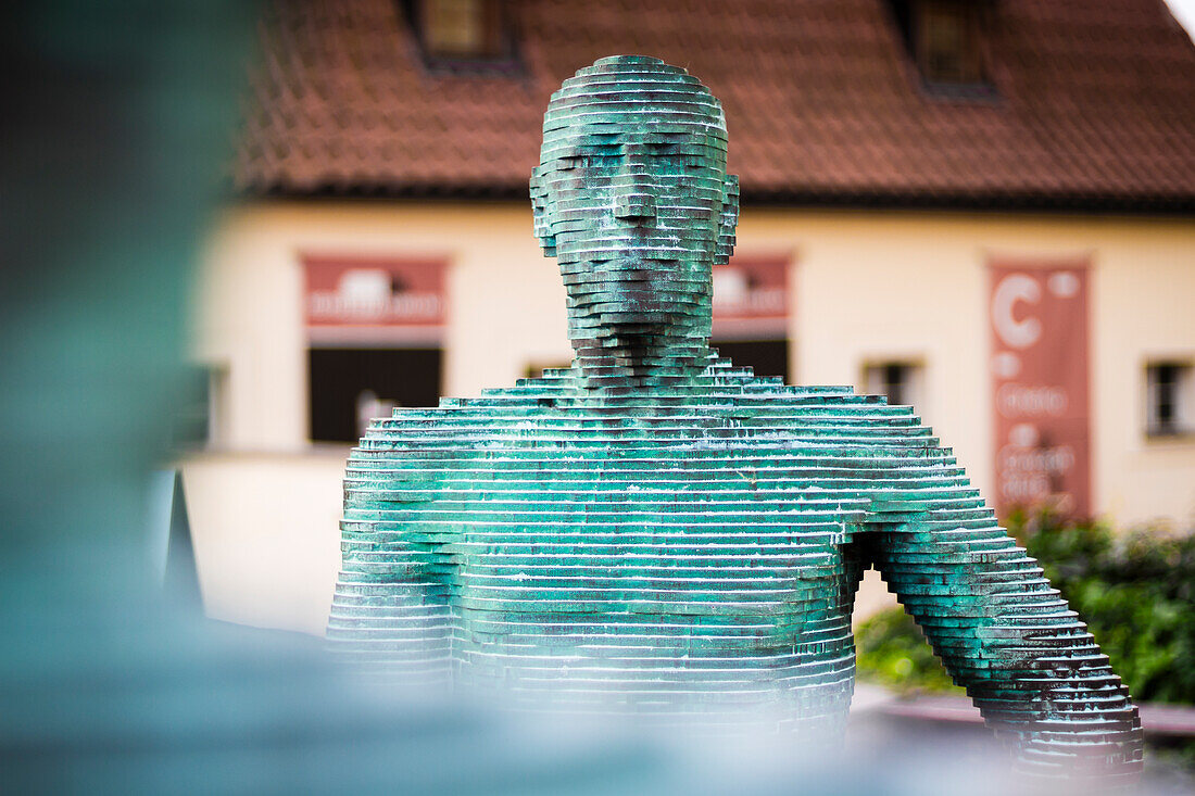 Detail of sculpture named Piss made by David Cerny, Lesser Quarter, Prague, Czechia, Europe