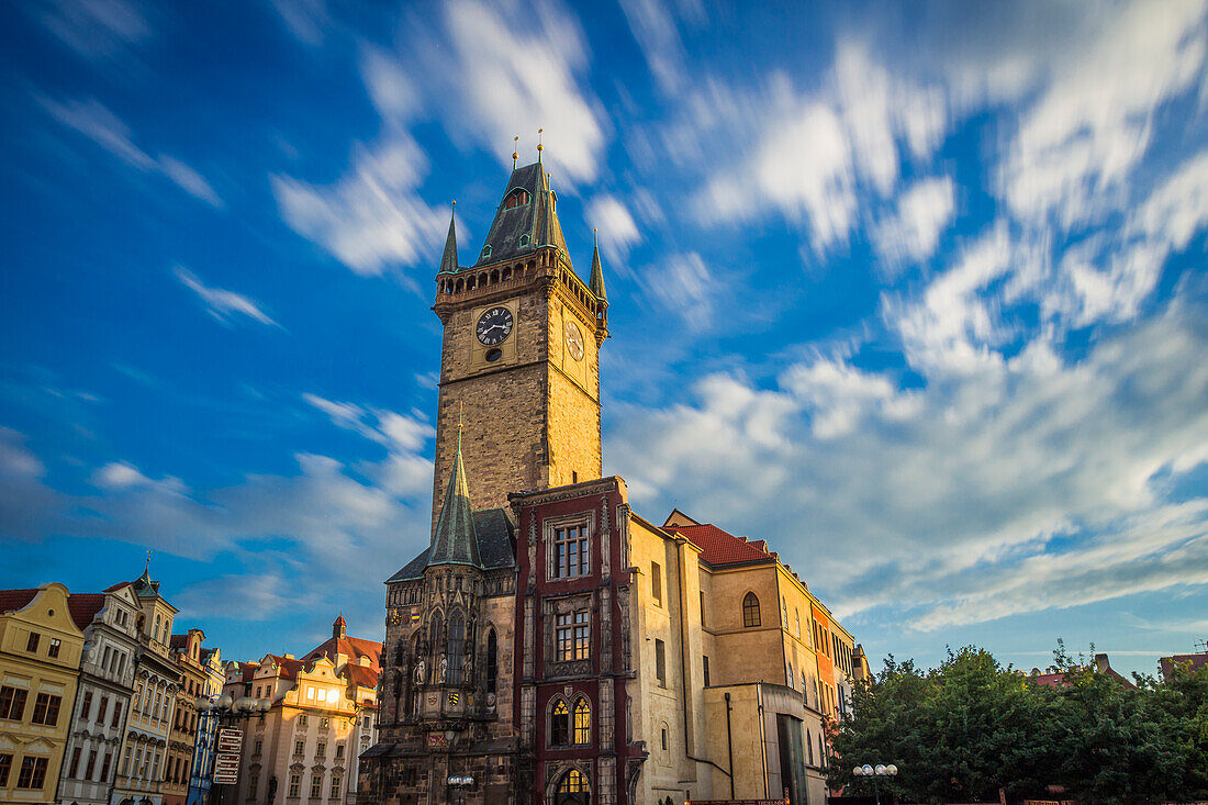 Tower of Old Town City Hall at Old Town Square, UNESCO, Old Town, Prague, Czech Republic (Czechia), Europe