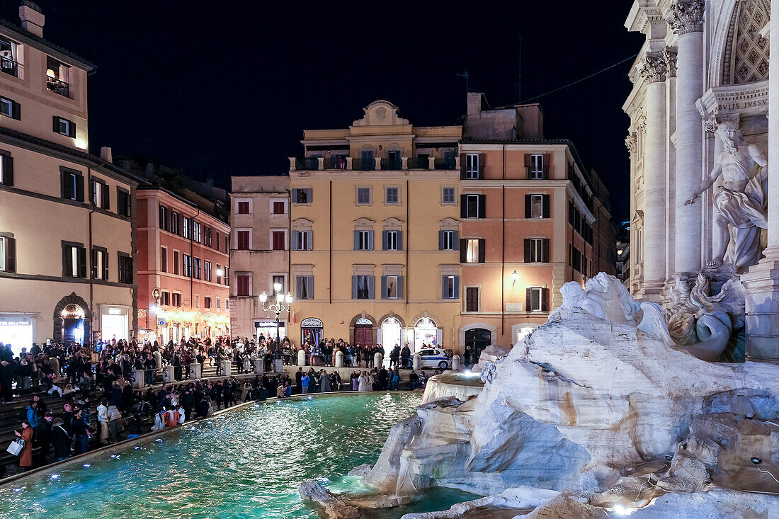 Detail des Trevi-Brunnens, eines Brunnens aus dem 18. Jahrhundert, des größten Barockbrunnens der Stadt, UNESCO-Weltkulturerbe, Trevi-Viertel, Rom, Latium, Italien, Europa