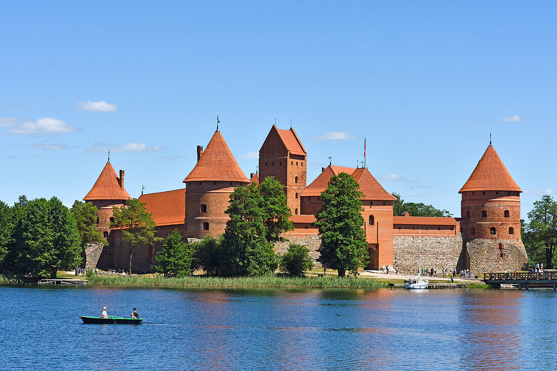 Trakai Castle on an island in Lake Galve, Lithuania, Europe