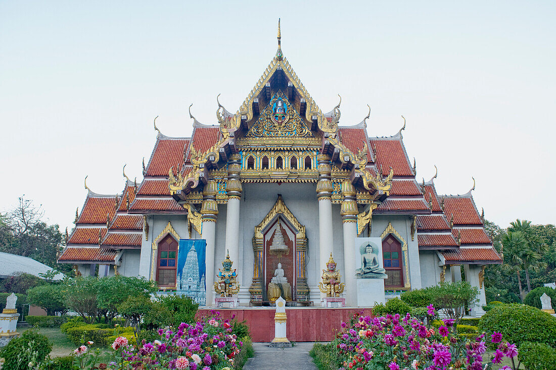 The rear entrance to the Thai Buddhist Watthai Temple, Bodh Gaya, Bihar, India, Asia