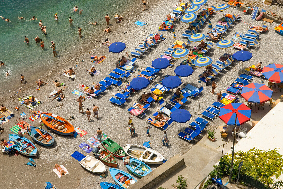 Strand von Praiano, Amalfiküste, UNESCO-Welterbe, Provinz Salerno, Region Kampanien, Italien, Europa