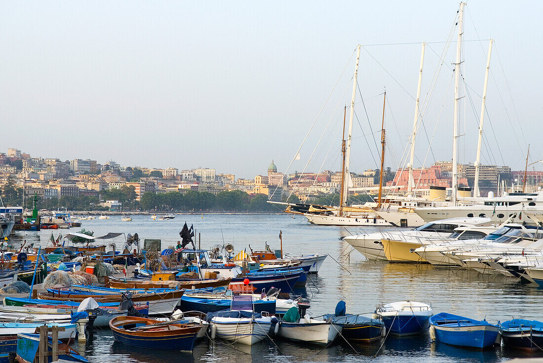 Harbour of Mergellina, Chiaia district, Naples, Campania region, Italy, Europe