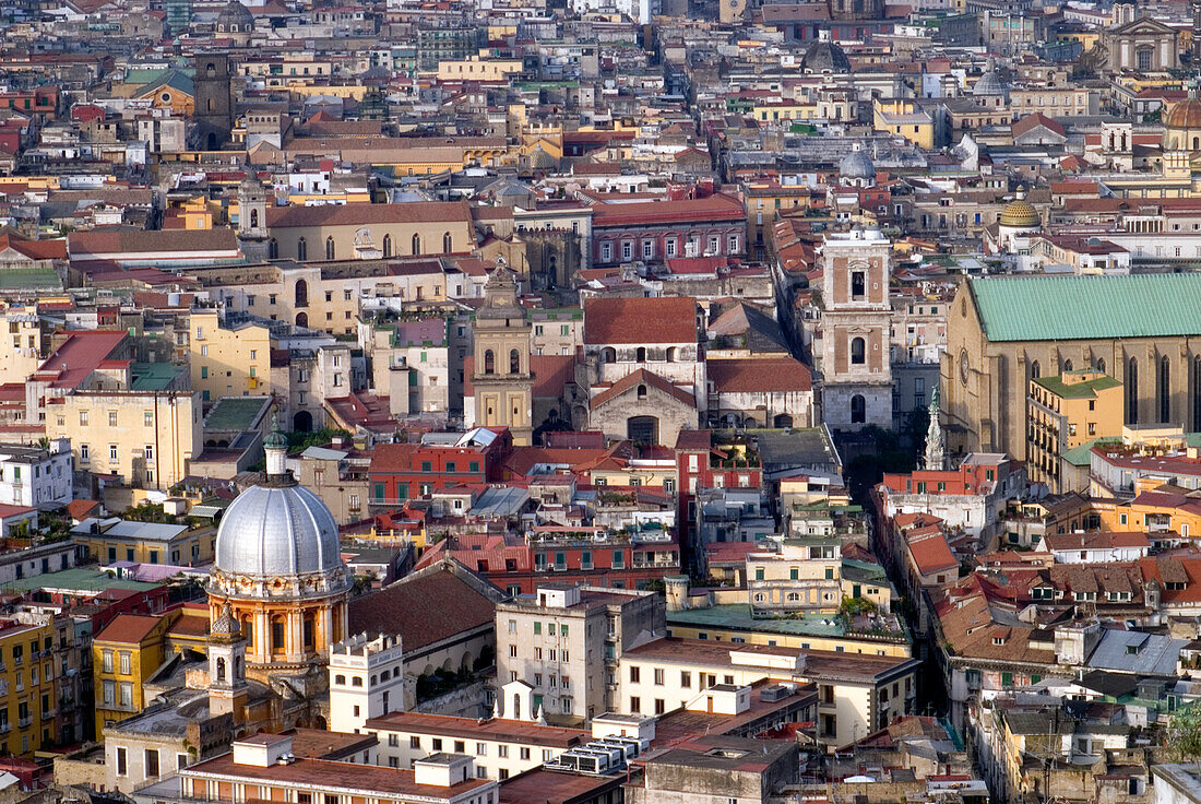 View over the historic center from the Belvedere of San Martino, Naples, Campania region, Italy, Europe