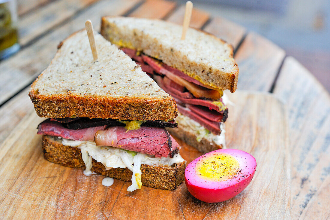 Artisan bread sandwich served at High Street on Market restaurant, 308 Market Street, Philadelphia, Commonwealth of Pennsylvania, United States of America, North America