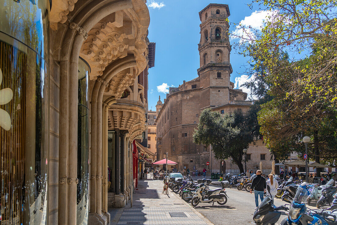 View of Esglesia de Sant Nicolau church in Palma, Palma de Mallorca, Majorca, Balearic Islands, Spain, Mediterranean, Europe