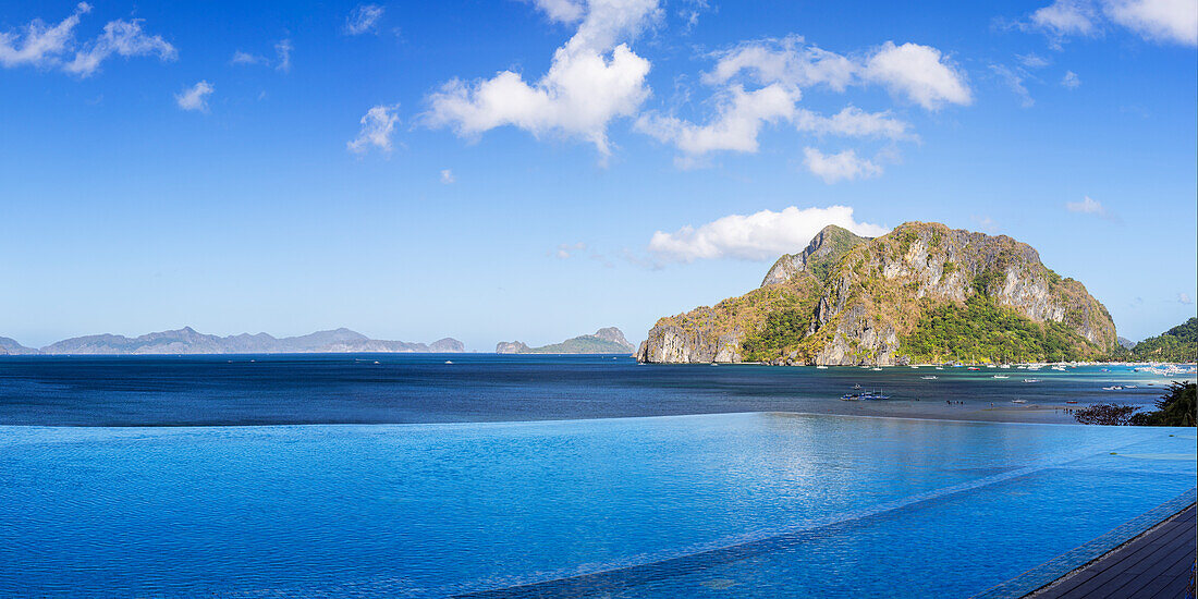 Infinity pool at Lime Resort, El Nido, Bacuit Bay, Palawan, Philippines, Southeast Asia, Asia