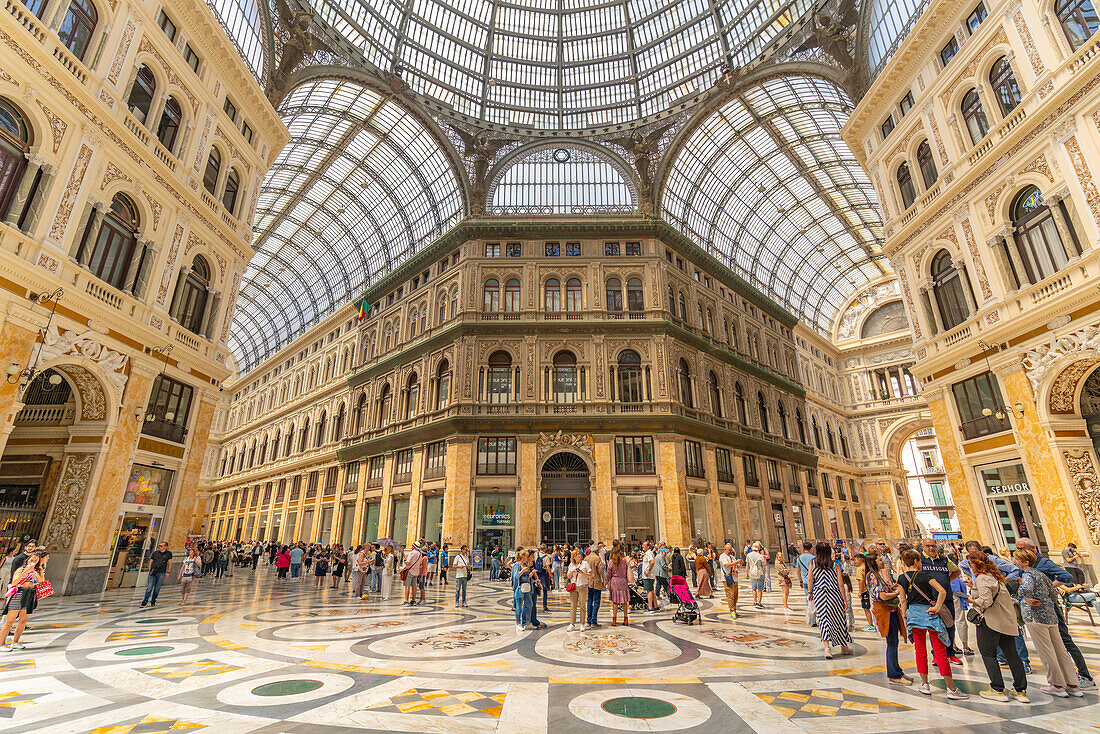 View of Galleria Umberto I interior, historic centre, UNESCO World Heritage Site, Naples, Campania, Italy, Europe