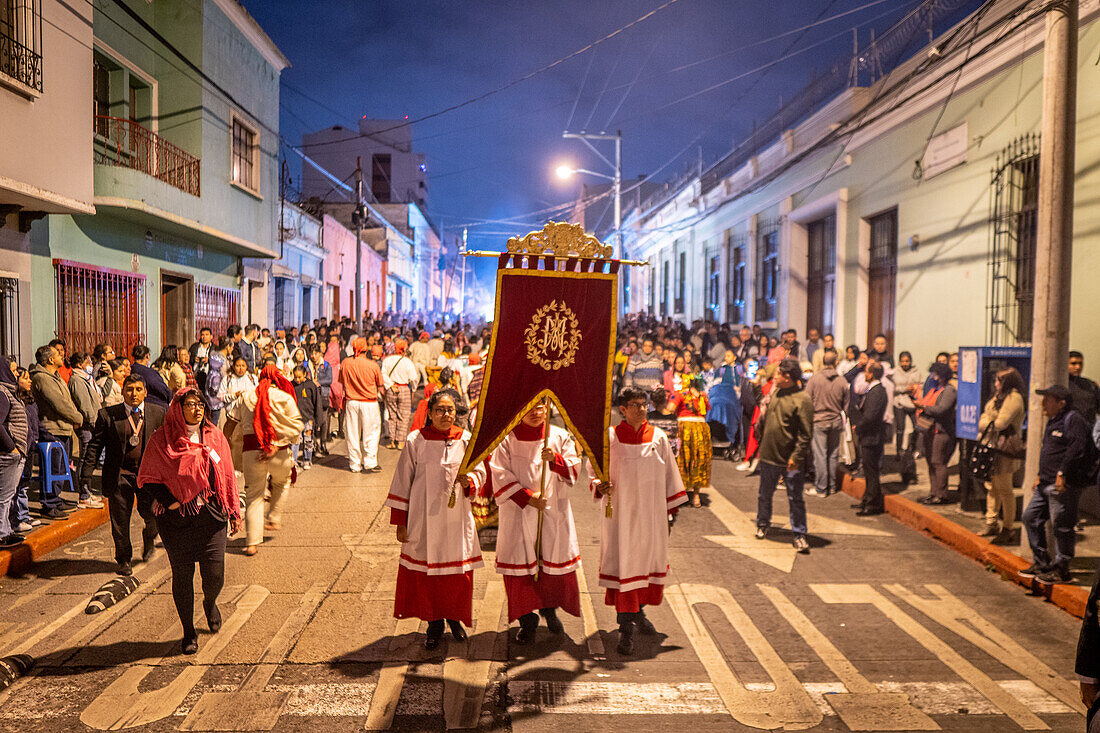 Dia de la Virgen de Guadalupe (Our Lady of Guadalupe) festival and parade in Guatemala City.