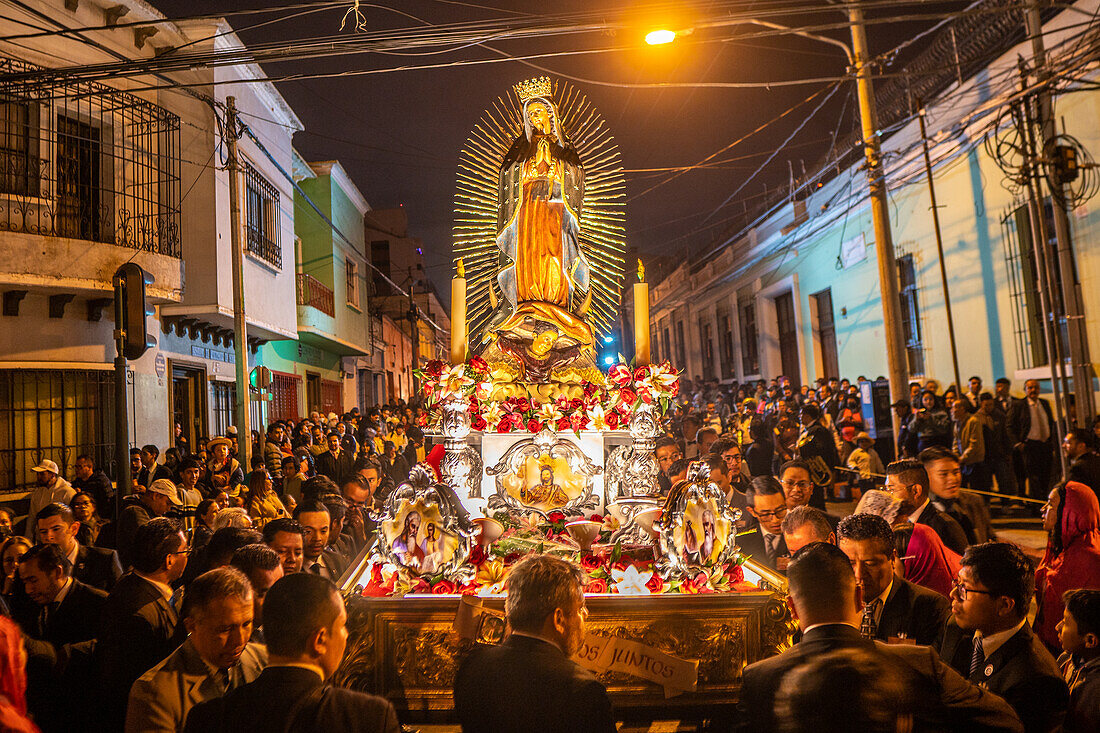 Dia de la Virgen de Guadalupe (Our Lady of Guadalupe) festival and parade in Guatemala City.