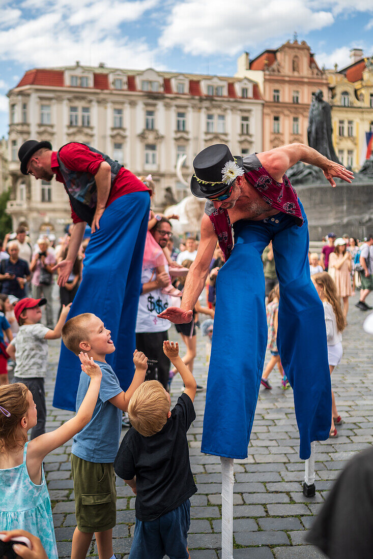 Parade of puppets from Marián Square to Old Town Square during the Prague Street Theatre Festival Behind the Door, Prague, Czech Republic