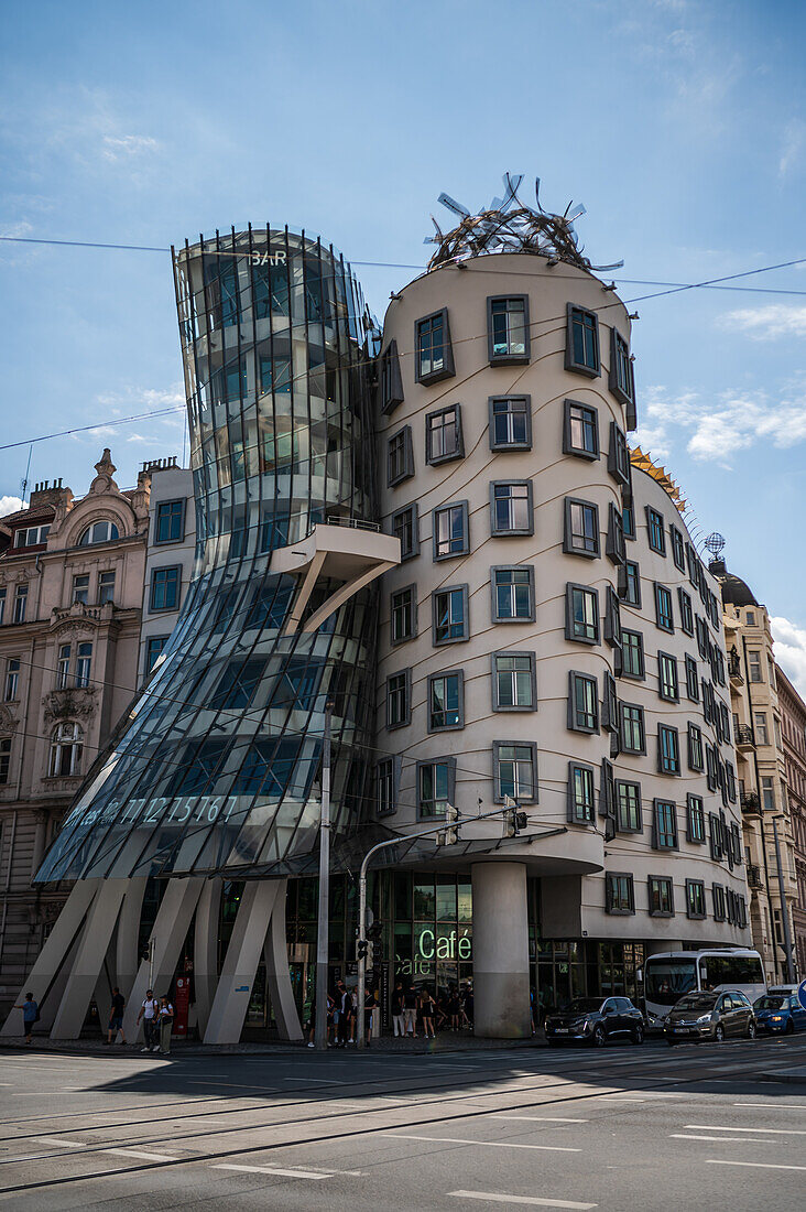 The Dancing House, or Ginger and Fred (Tancící dum), is the nickname given to the Nationale-Nederlanden building on the Rašínovo nábreží in Prague, Czech Republic.