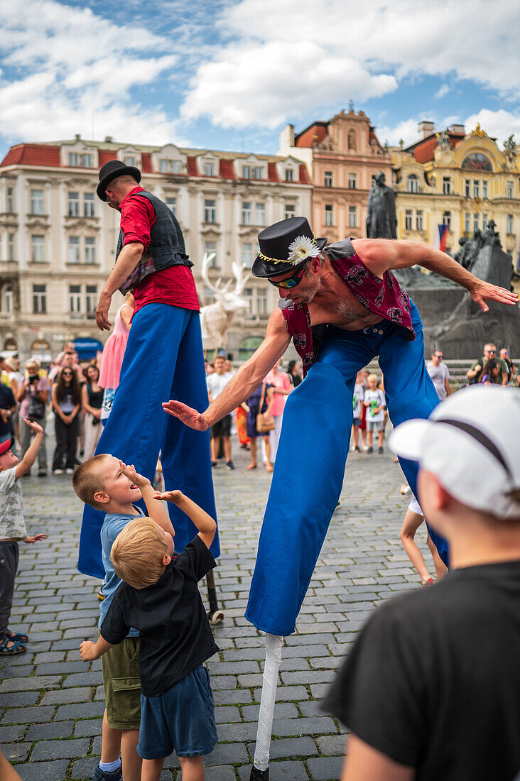 Parade of puppets from Marián Square to Old Town Square during the Prague Street Theatre Festival Behind the Door, Prague, Czech Republic