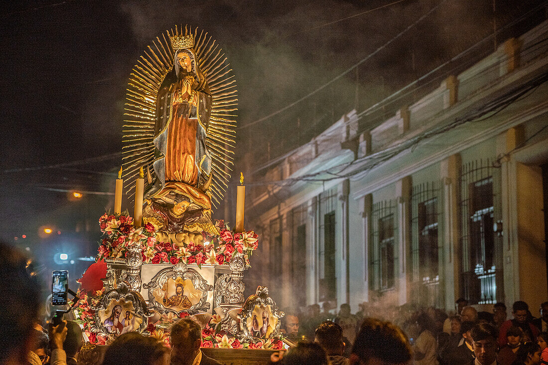 Dia de la Virgen de Guadalupe (Our Lady of Guadalupe) festival and parade in Guatemala City.