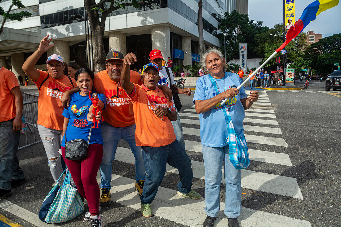 Closing of the electoral campaign in Venezuela. Supporters of President Nicolas Maduro walk through the city of Caracas on the last day of campaigning. Presidential elections will be held on Sunday 28 July.